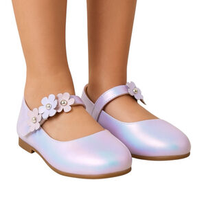 Flaryzone Girl’s Size 6M Iridescent Pink Lilac Mary Jane Flower Dress Shoes